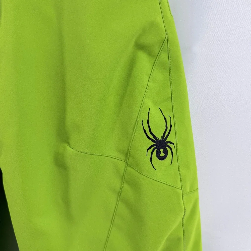 Spyder Ski Pants Kids Size 8 Lime Green Insulated Grow Hem Suspenders Outdoor